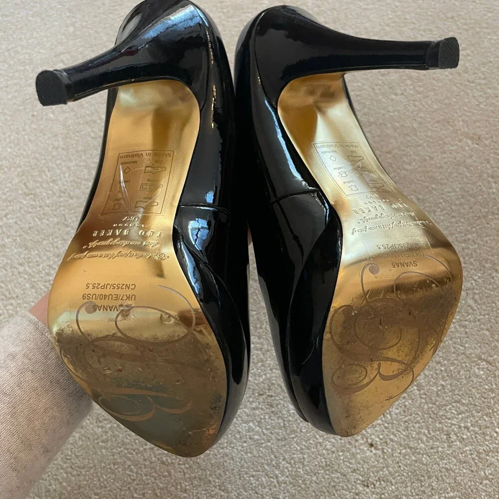 Ted Baker London Leather Peep Toe Pumps Black 9